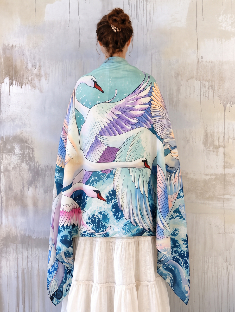Dreamy Ocean Swan Shawl