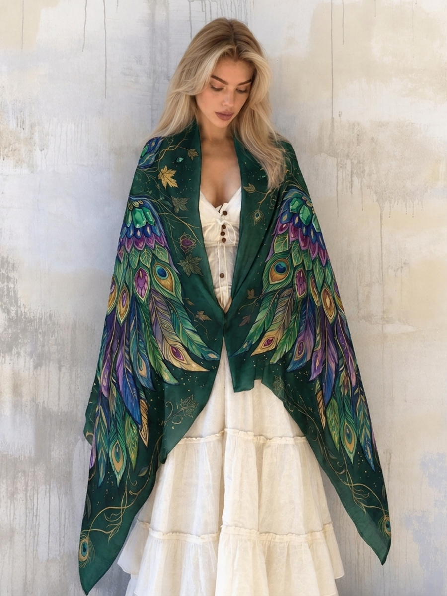 Enchanted Peacock Wing Shawl