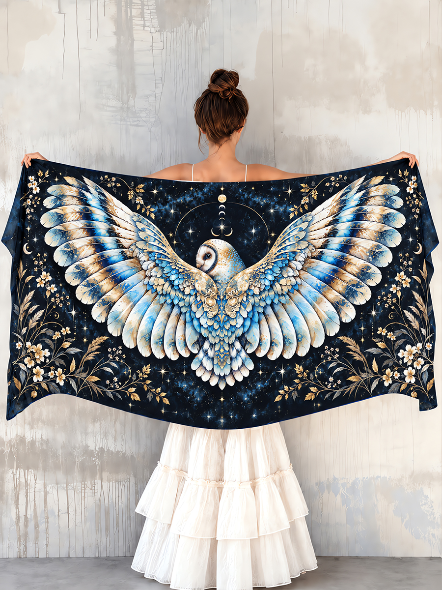 Celestial Moonlight Owl Wing Shawl
