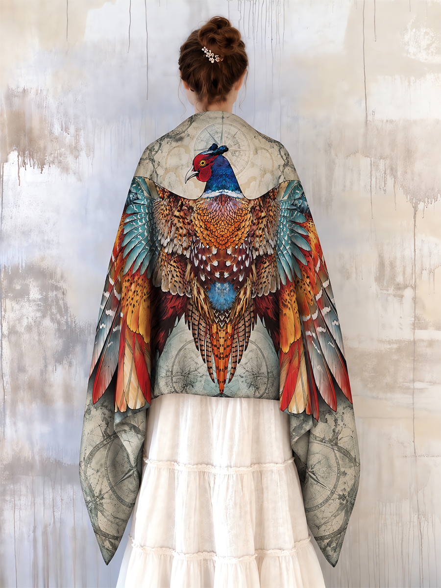 Vintage Compass Pheasant Wing Shawl