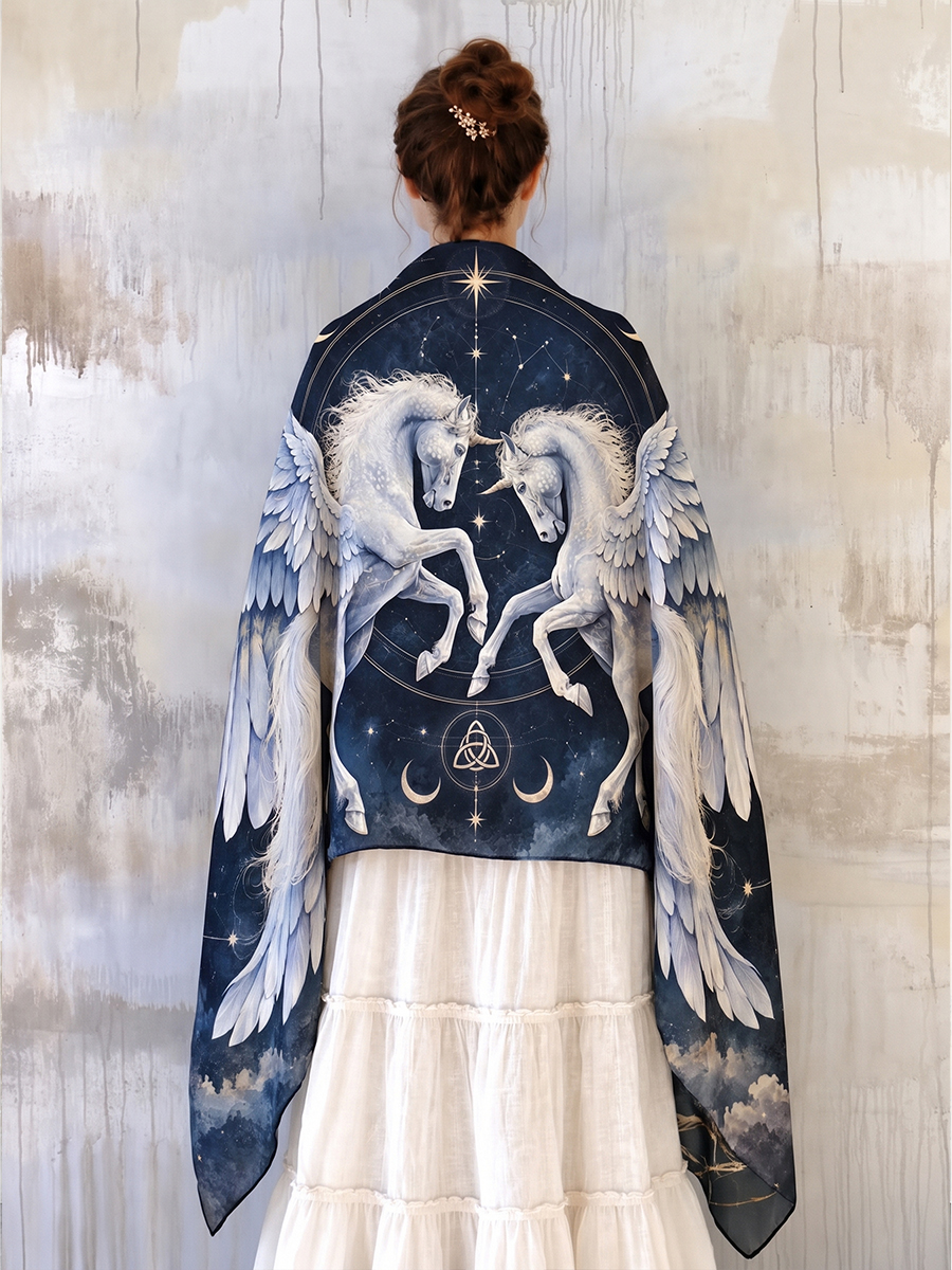 Moonlit Winged Horses Shawl