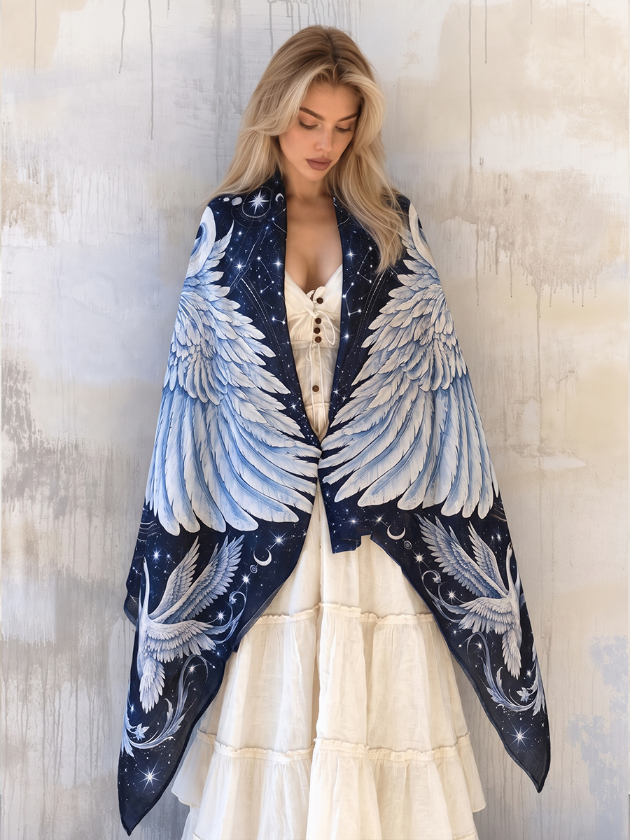 Celestial Swan Heart Wing Shawl