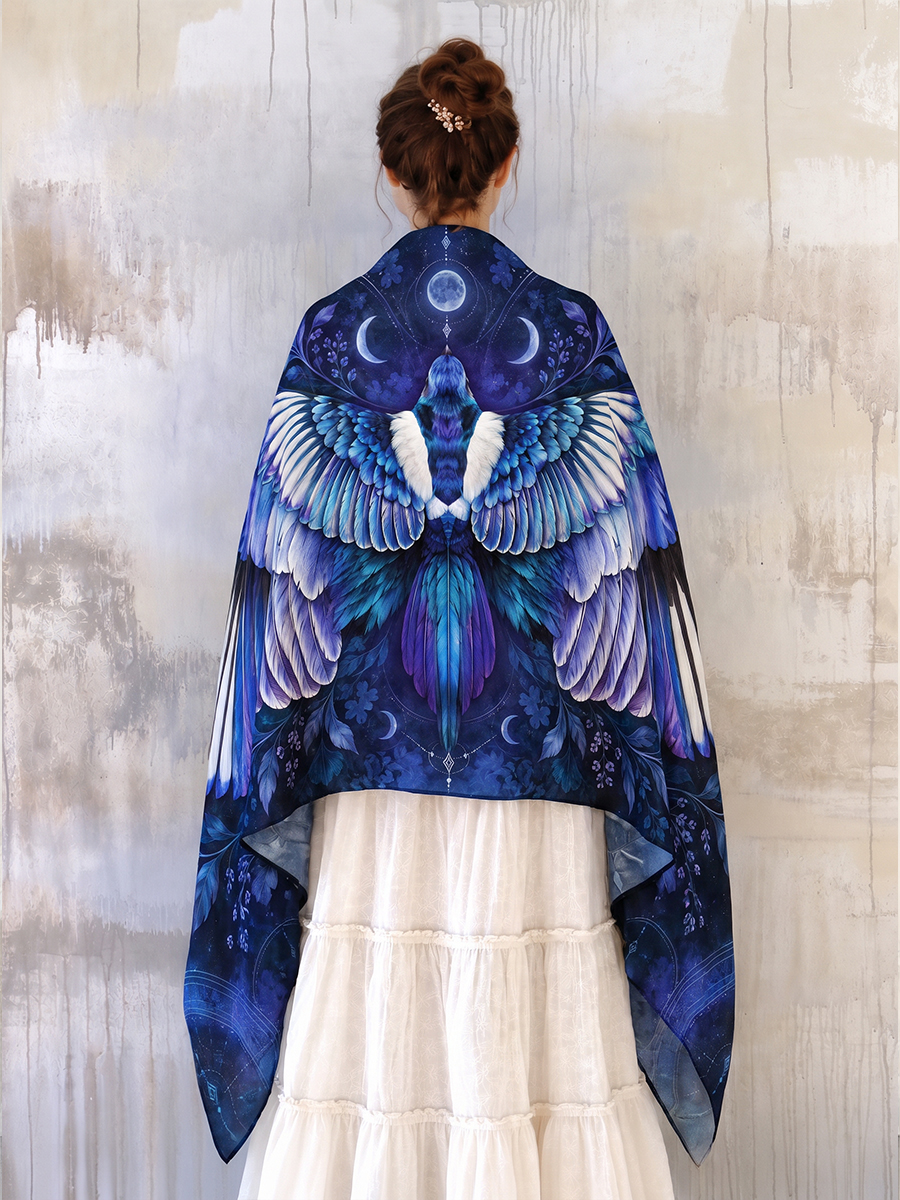 Midnight Blue Magpie Wing Shawl