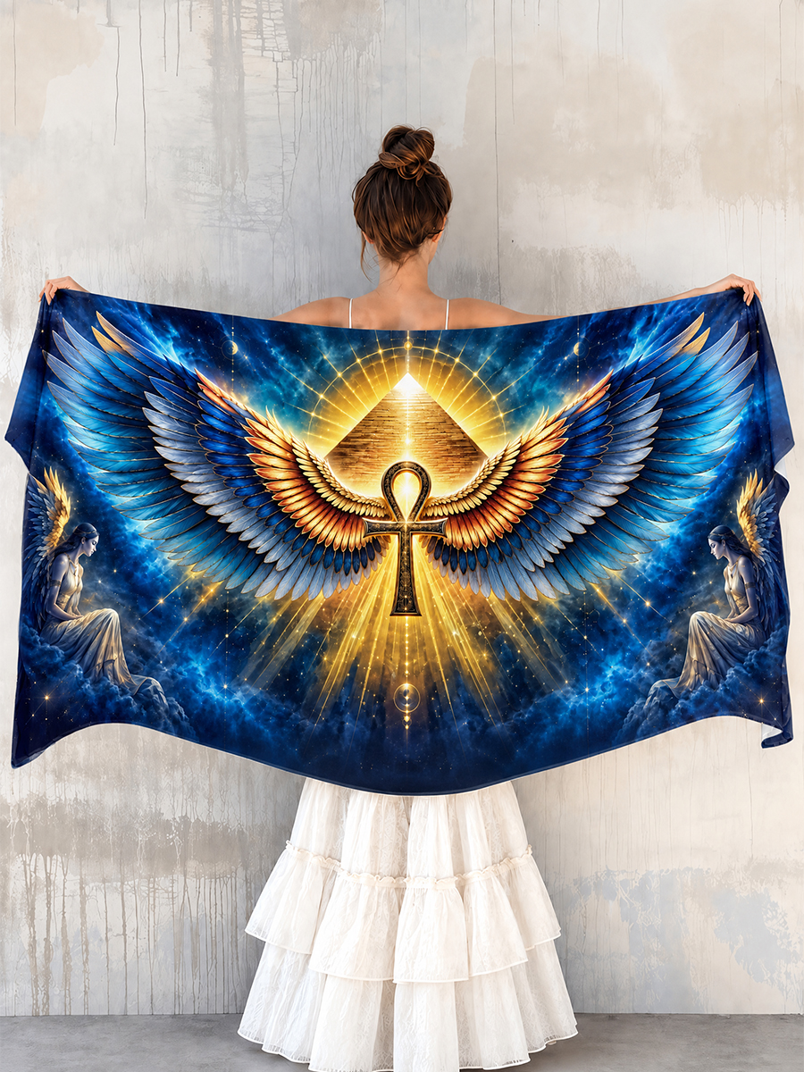 Sacred Remembrance Celestial Ankh Wing Shawl