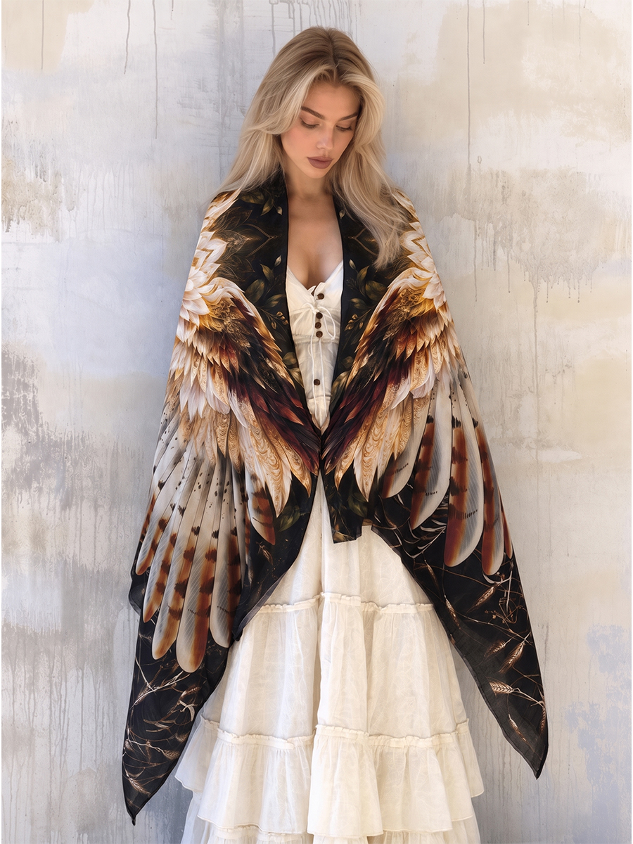 Midnight Bloom Feather Wings Shawl