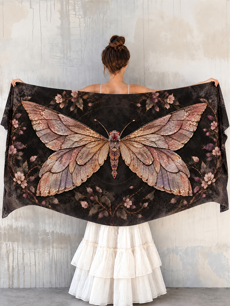 Twilight Blush Cicada Garden Shawl