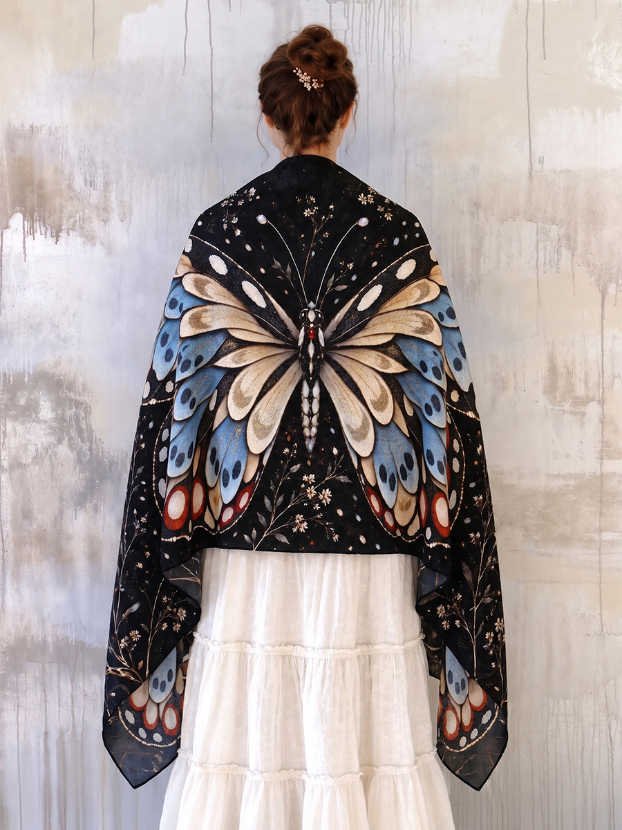 Midnight Mosaic Butterfly Shawl