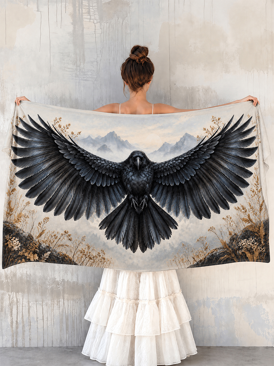 Silent Mountain Raven Wing Shawl