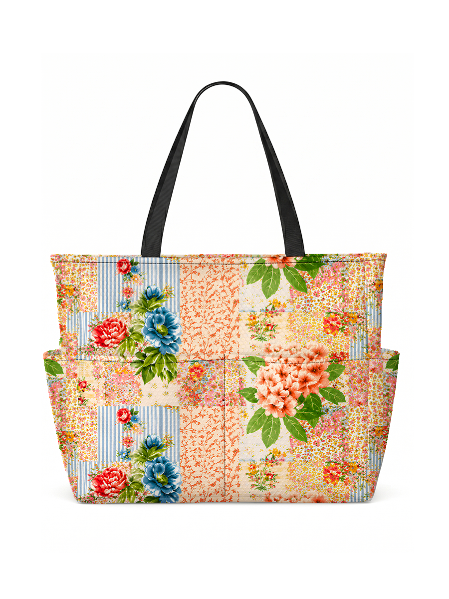 Vintage Cottage Garden Quilt Tote Bag