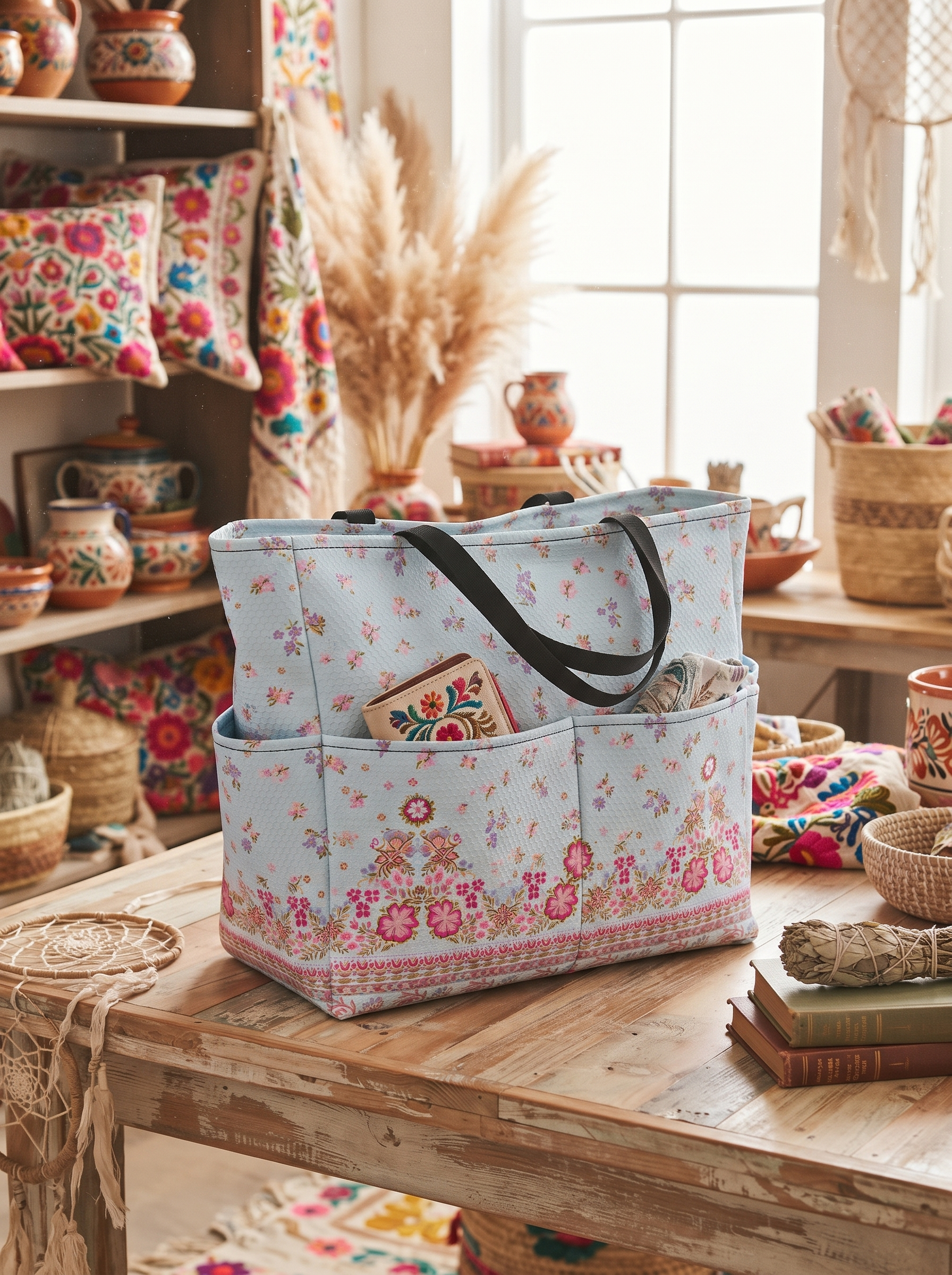 Pink Petal Cascade Tote Bag