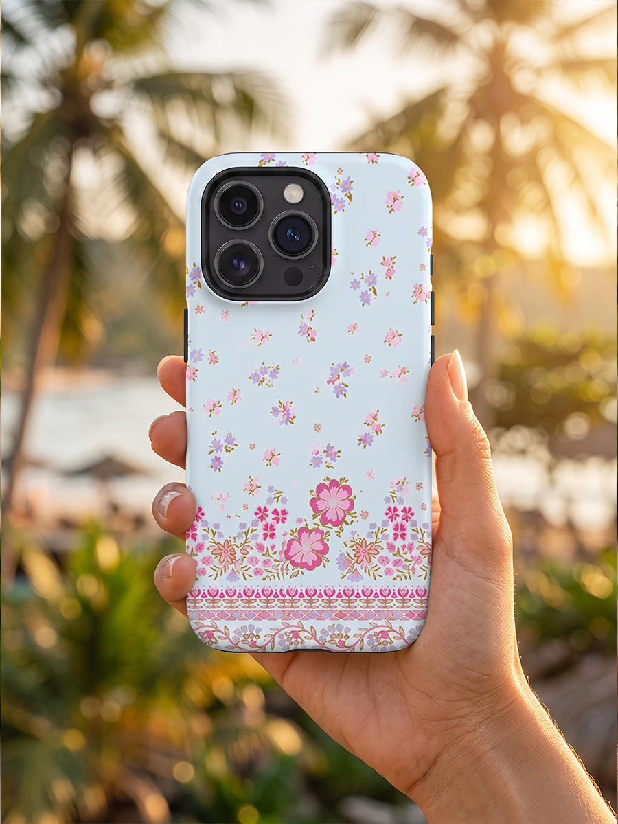 Pink Petal Cascade Boho Phone Case