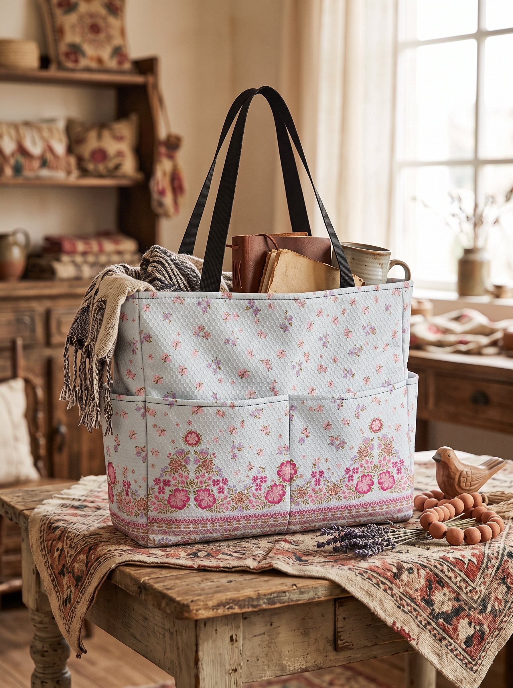 Pink Petal Cascade Tote Bag