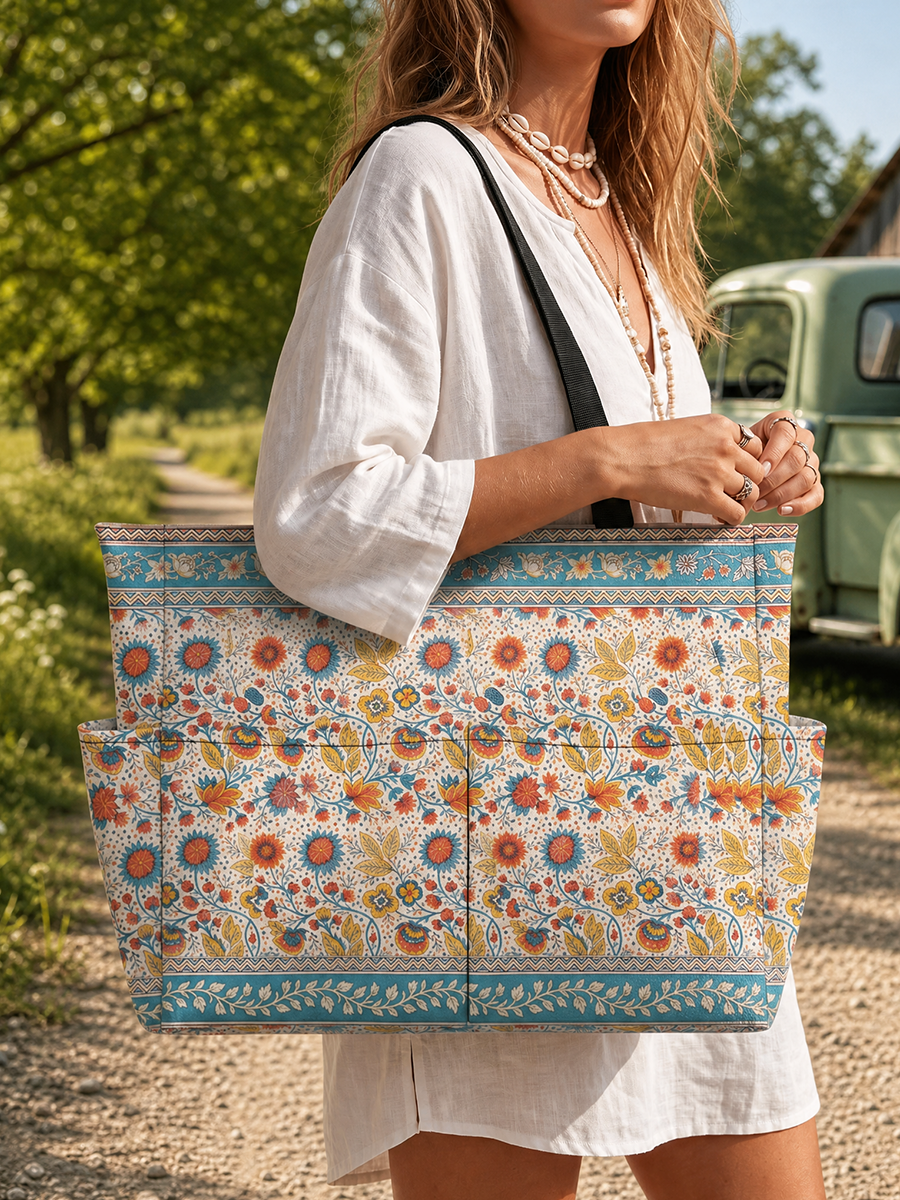 Moroccan Garden Pattern Tote Bag