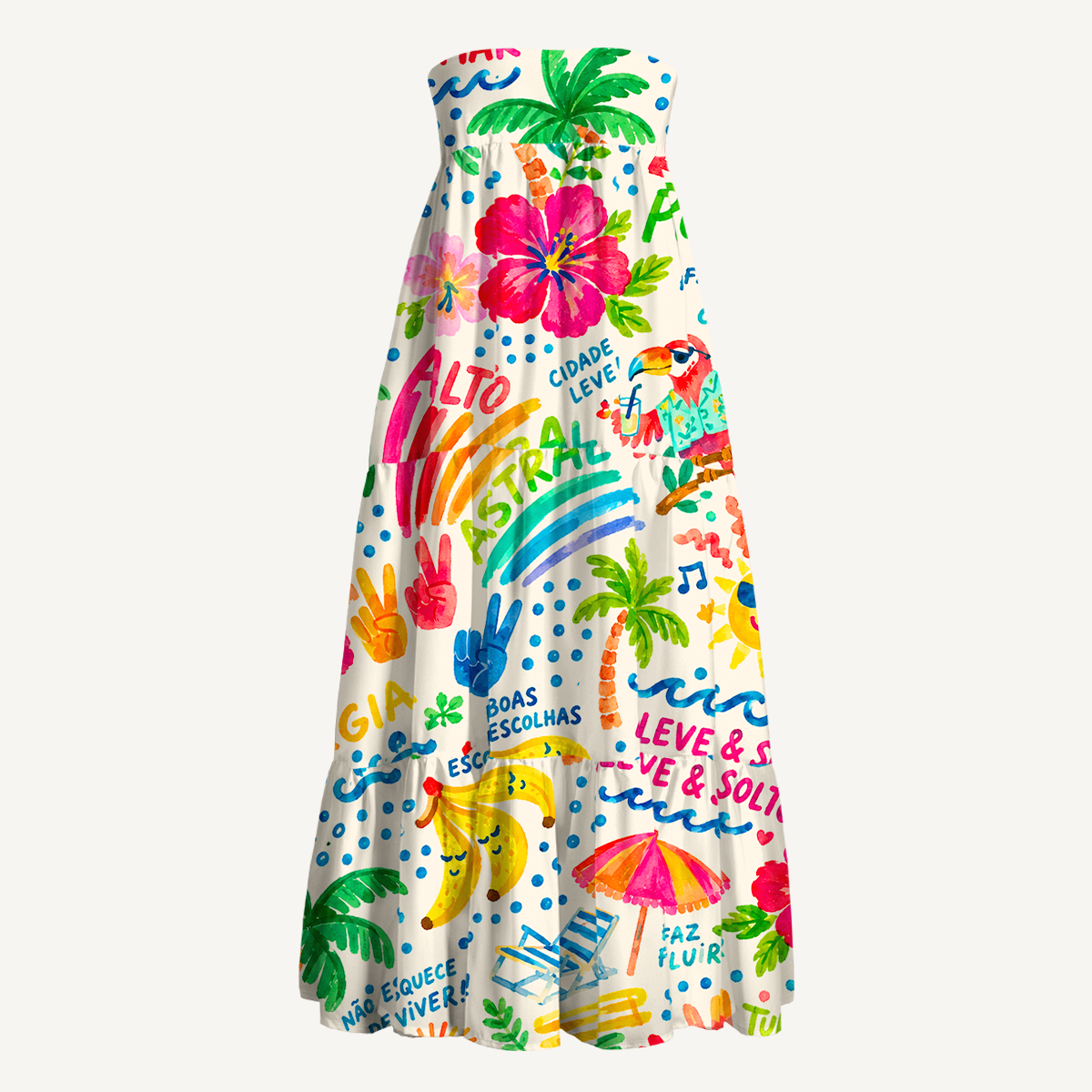 Rainbow Escape Print Maxi Skirt & Strapless Dress  