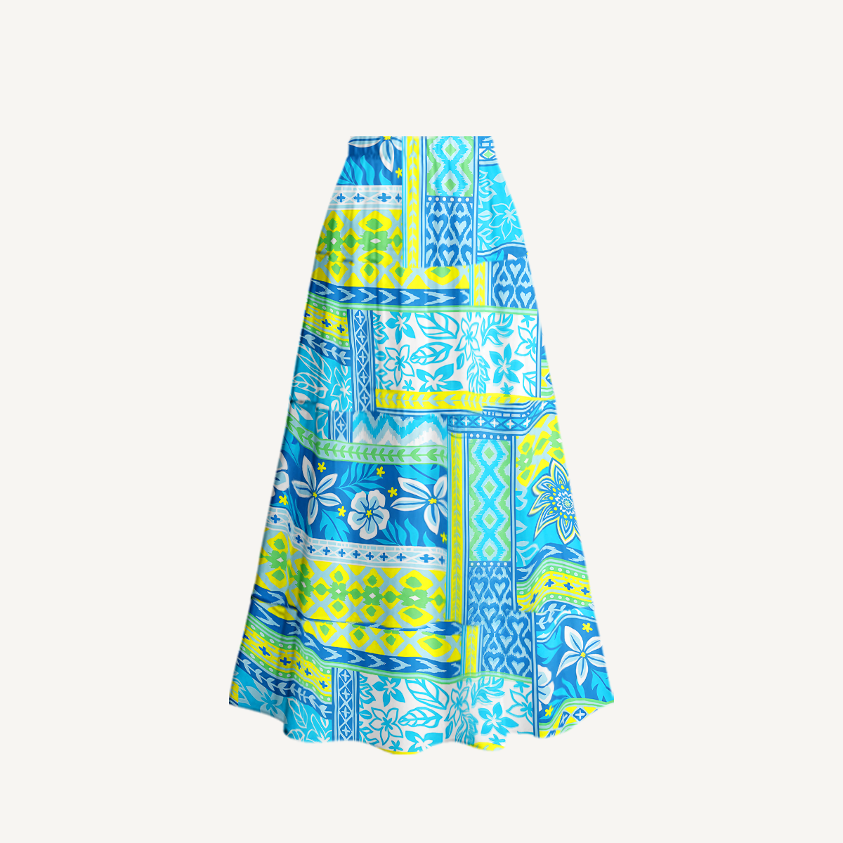Azure Tropic Patchwork V Neck Swimsuit Sets