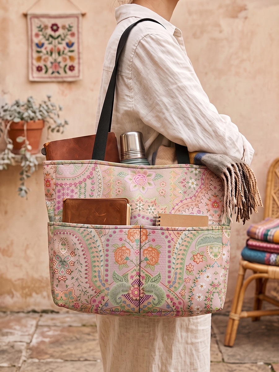 Patchwork Mandala Floral Tote Bag