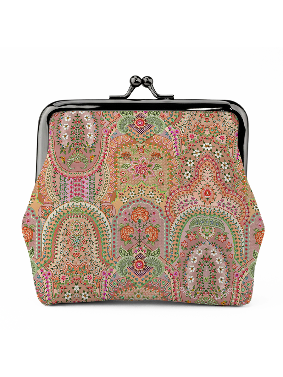 Patchwork Mandala Floral Leather Mini Clasp Purse