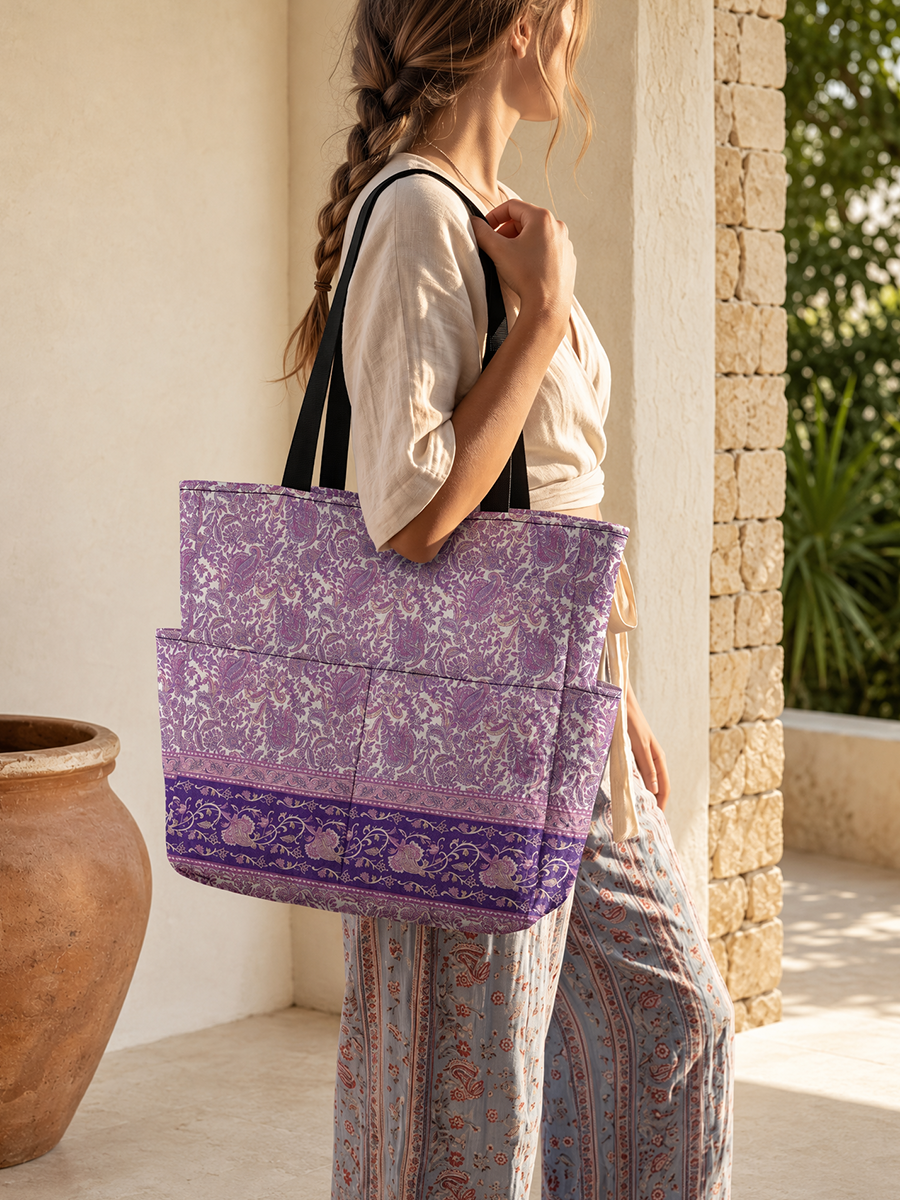 Violet Paisley Garden Tote Bag