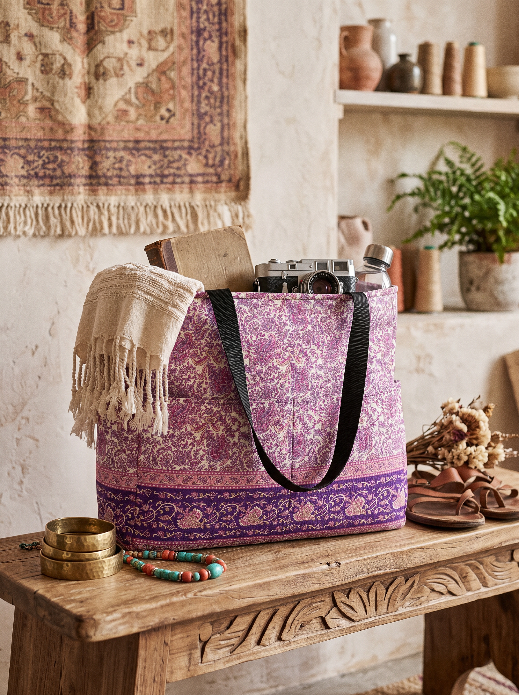 Violet Paisley Garden Tote Bag