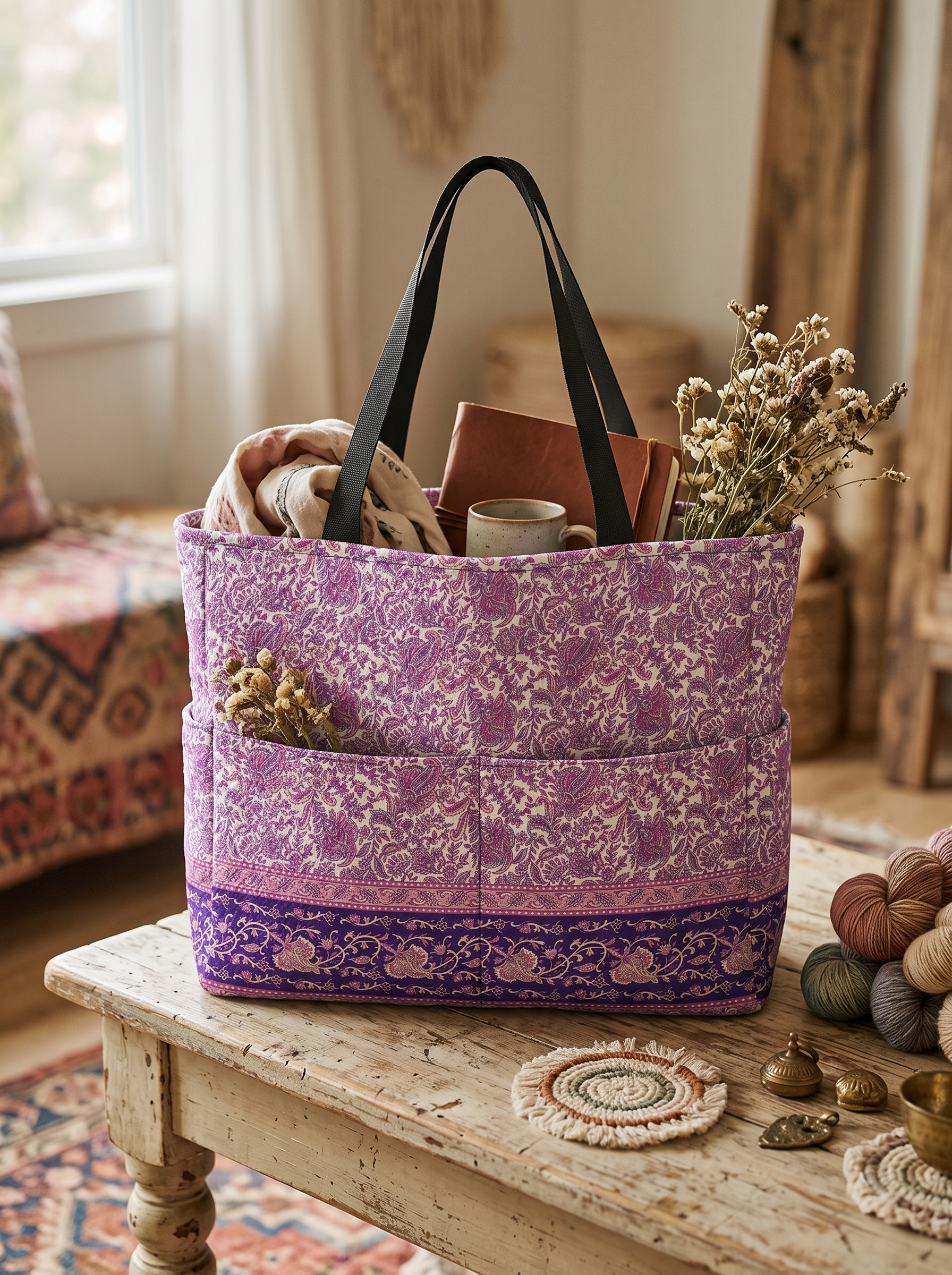 Violet Paisley Garden Tote Bag