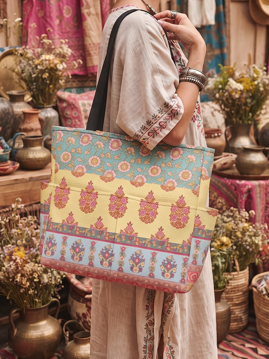 Paisley Inspired Pattern Tote Bag