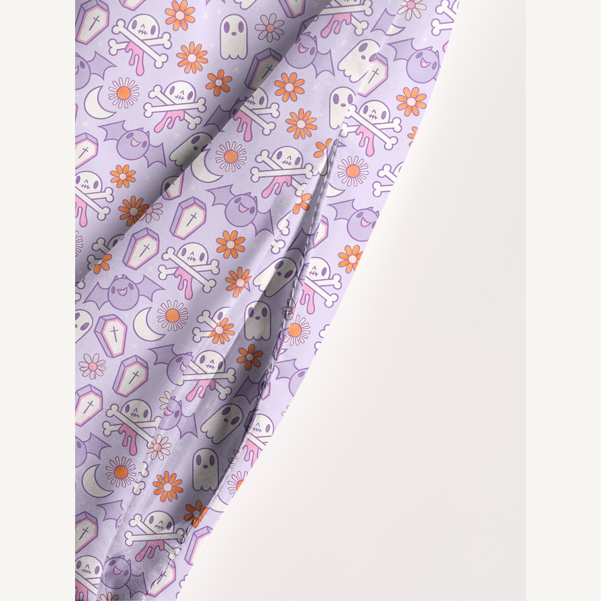 Lavender Ghost Garden Halloween Boho Strap Maxi Dress With Pockets