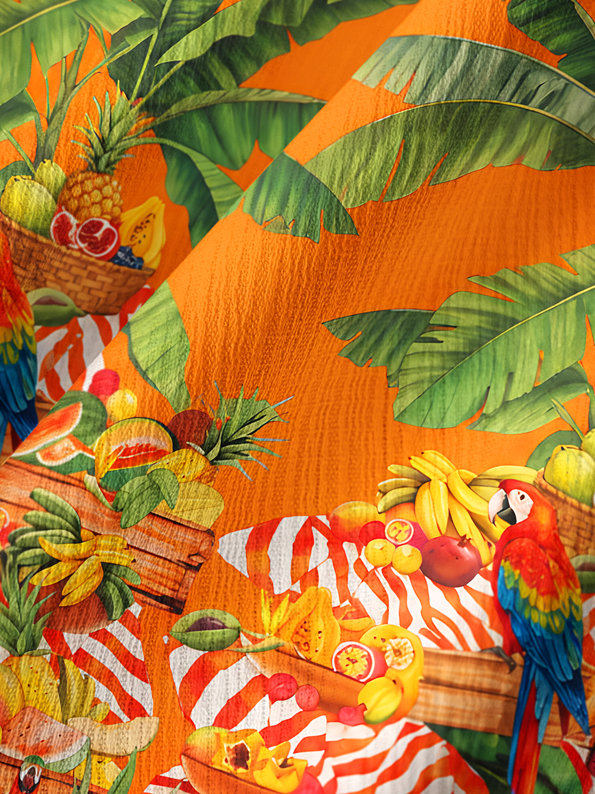Tropical Parrot Fruit Feast Summer Trousers