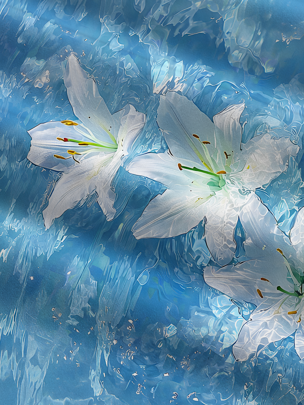 Floating Lilies in sea Bow Strap Maxi Dress