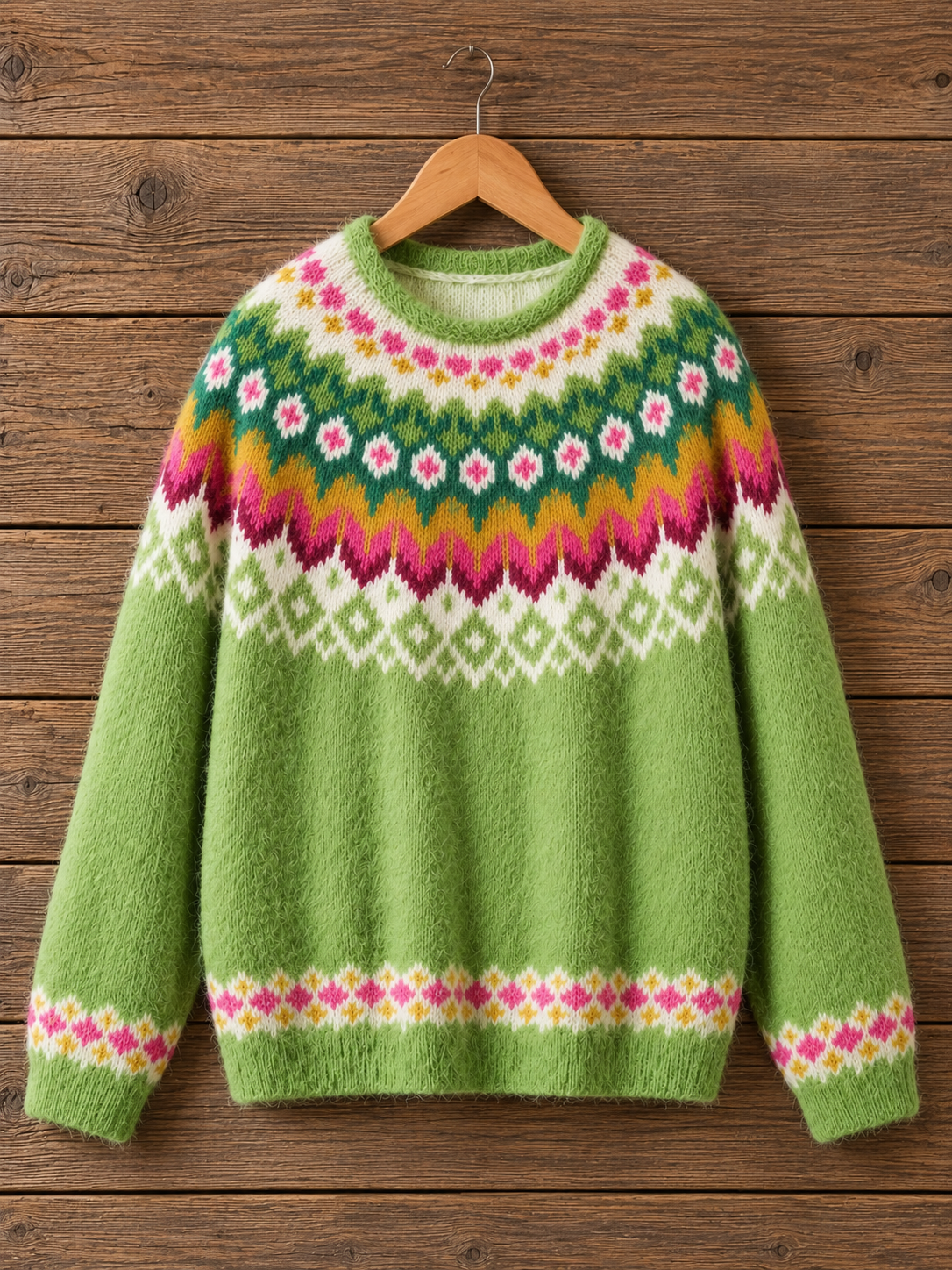 Spring Meadow Floral Geometric Crewneck Sweater