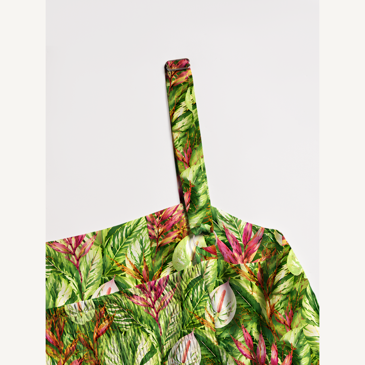 Tropical Flowers Wide Straps Maxi Dress With Pockets