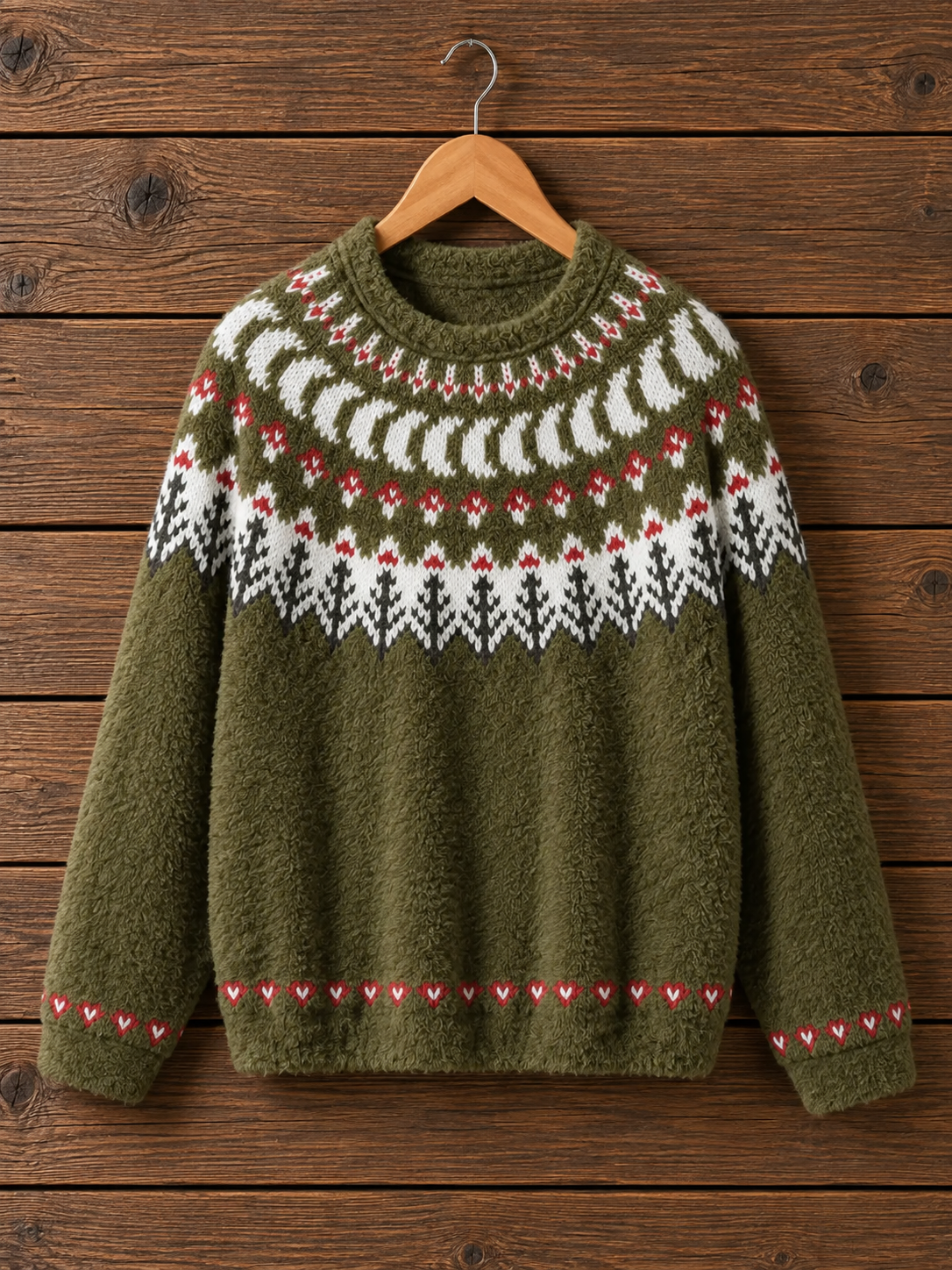 Woodland Mushroom & Pine Tree Crewneck Sweater