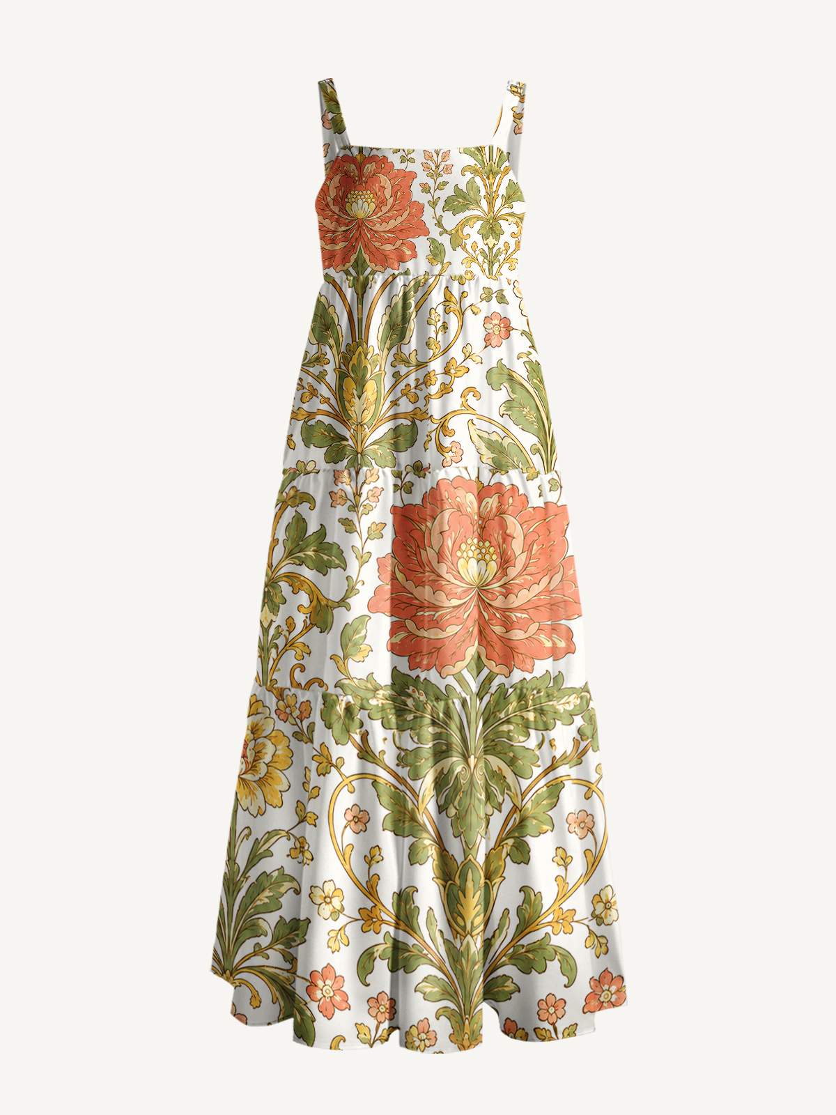 Botanical Morris Grand Peony Strap Maxi Dress With Pockets