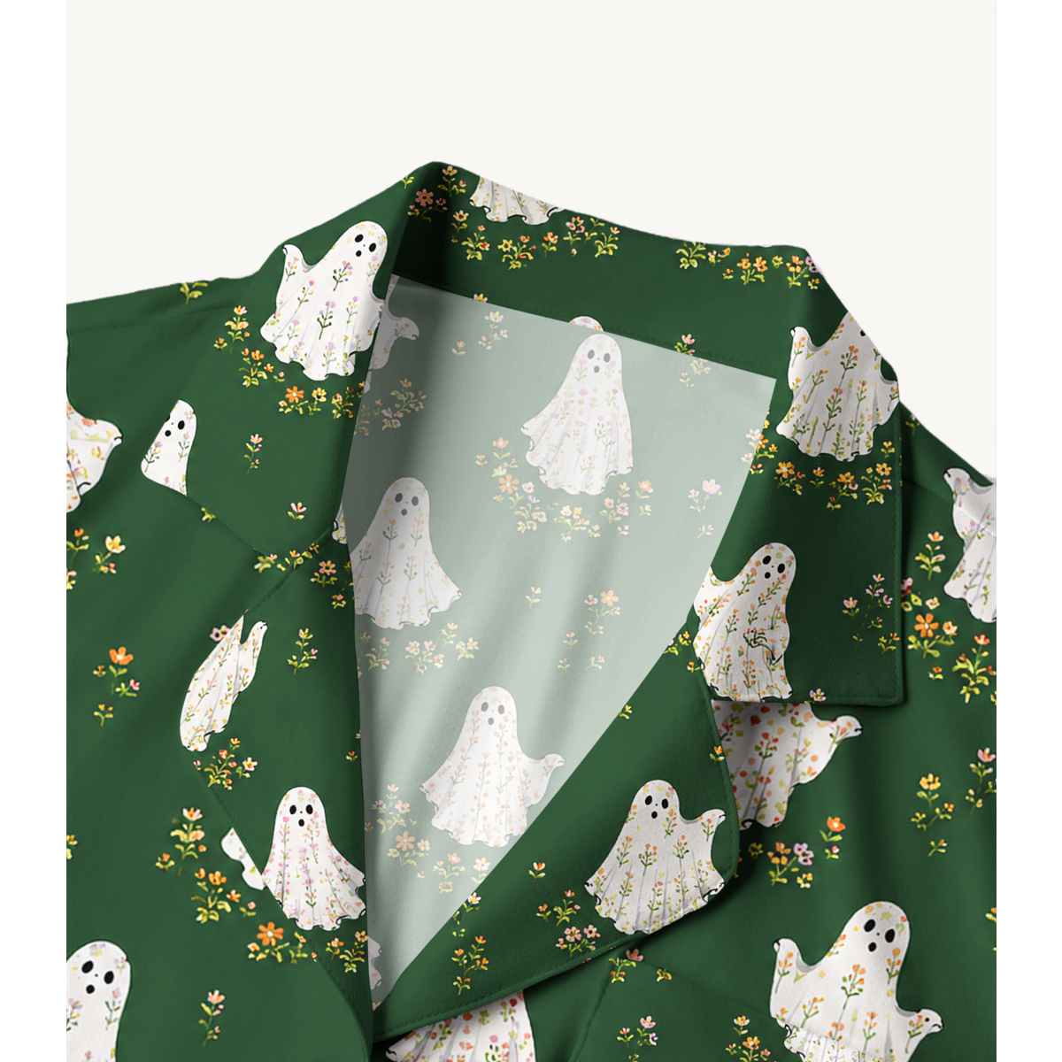 Floral Ghost Garden Halloween Long Sleeves Pajama Sets