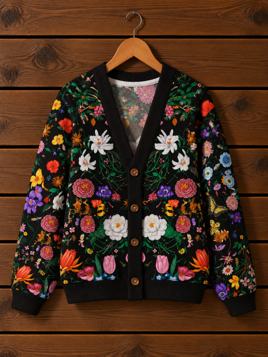 Midnight Wildflower & Butterfly Cardigan Sweaters