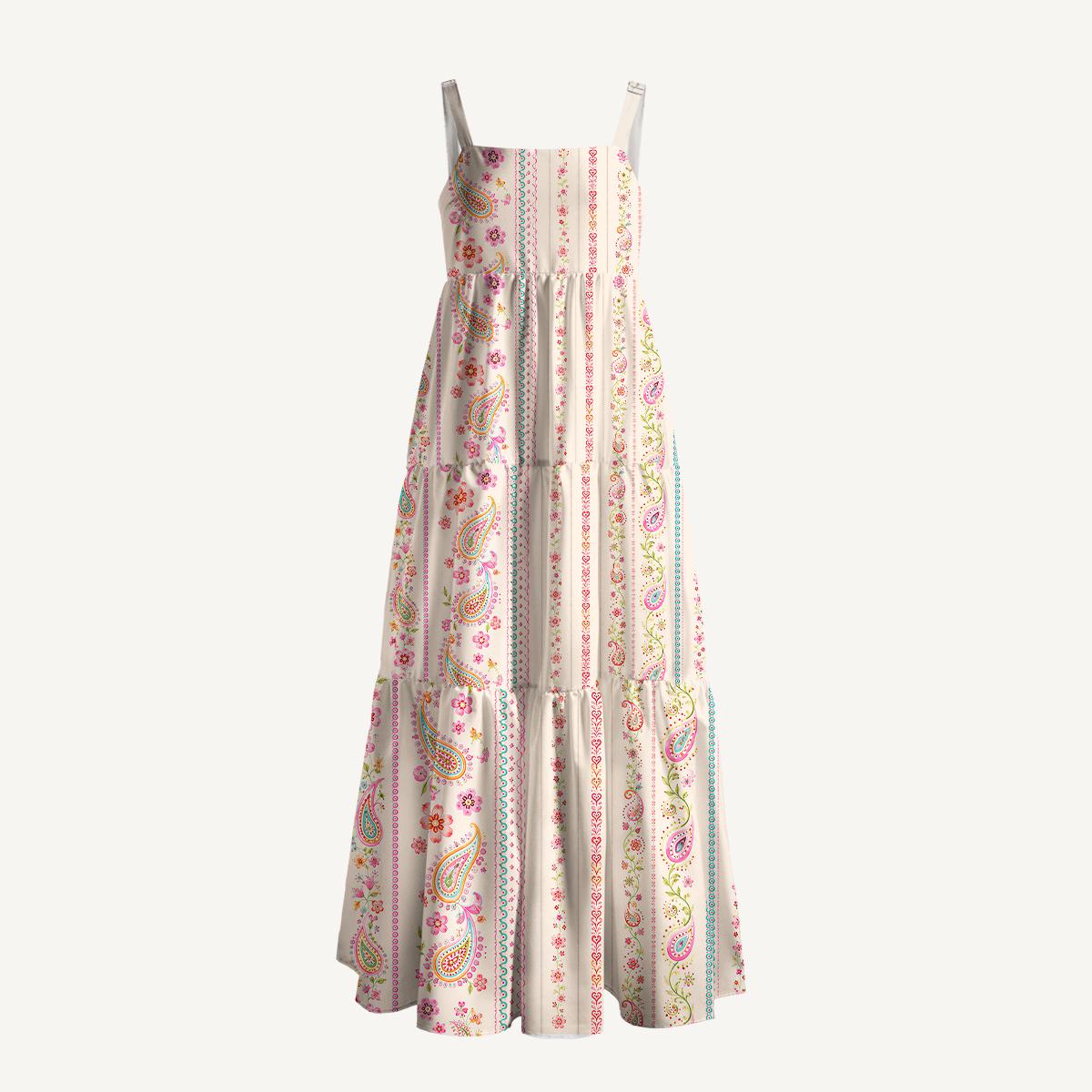 Boho Paisley Floral Strap Maxi Dress With Pockets
