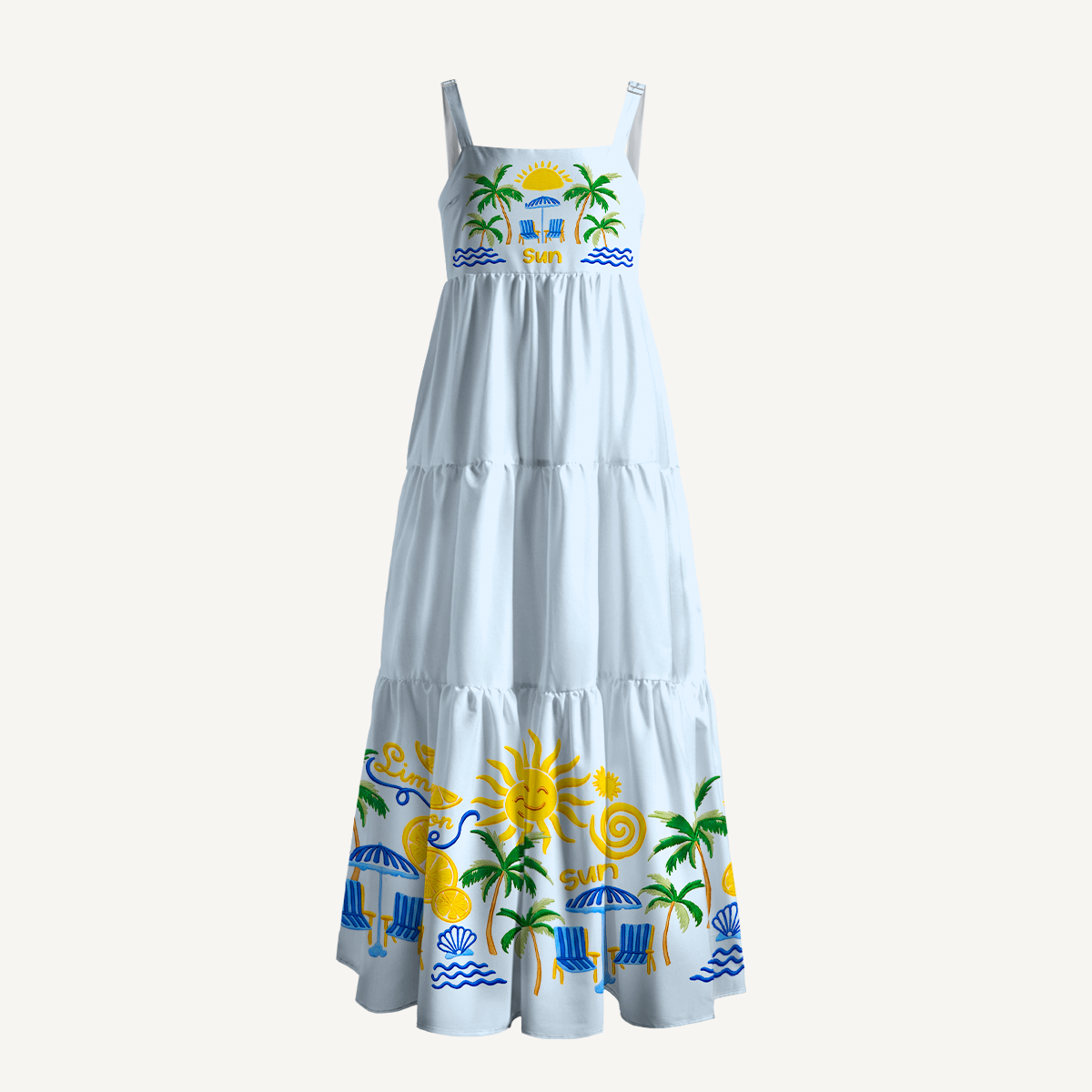 Lemon & Palm Beach Wide Straps Maxi Dress With Pockets