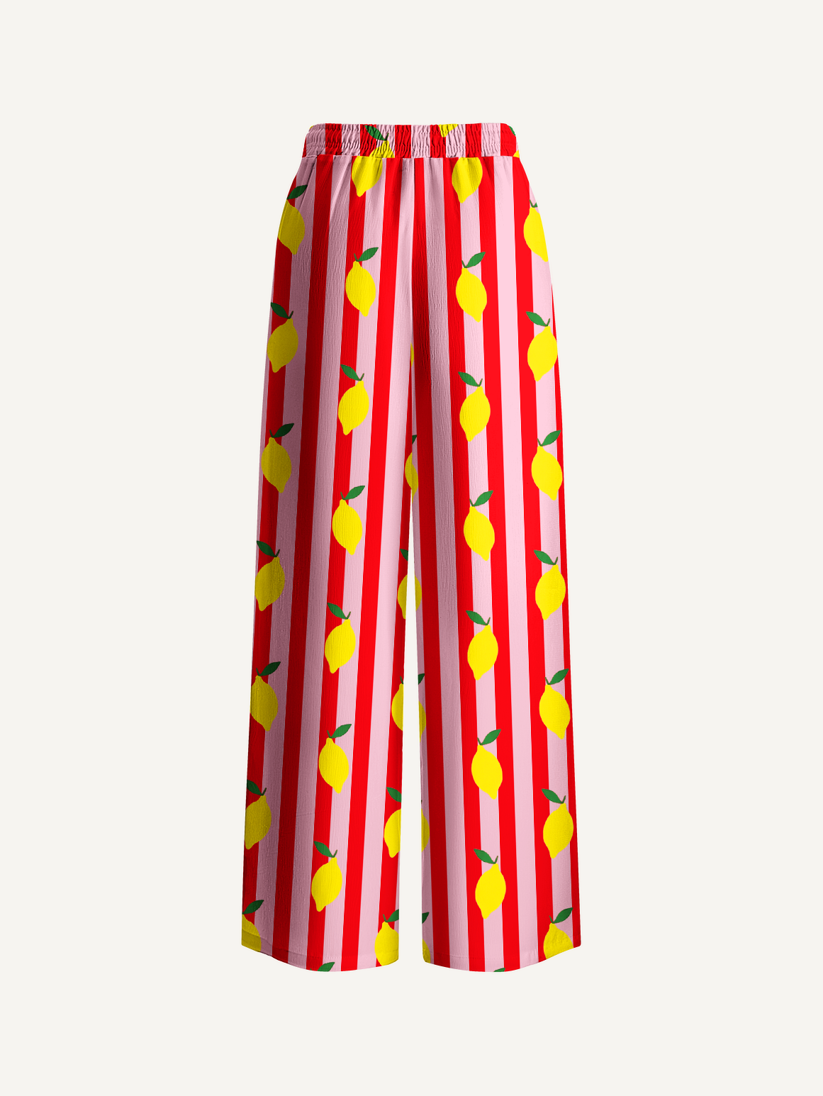 Citrus Stripe Wide Leg Tie Waist Pants With Pockets