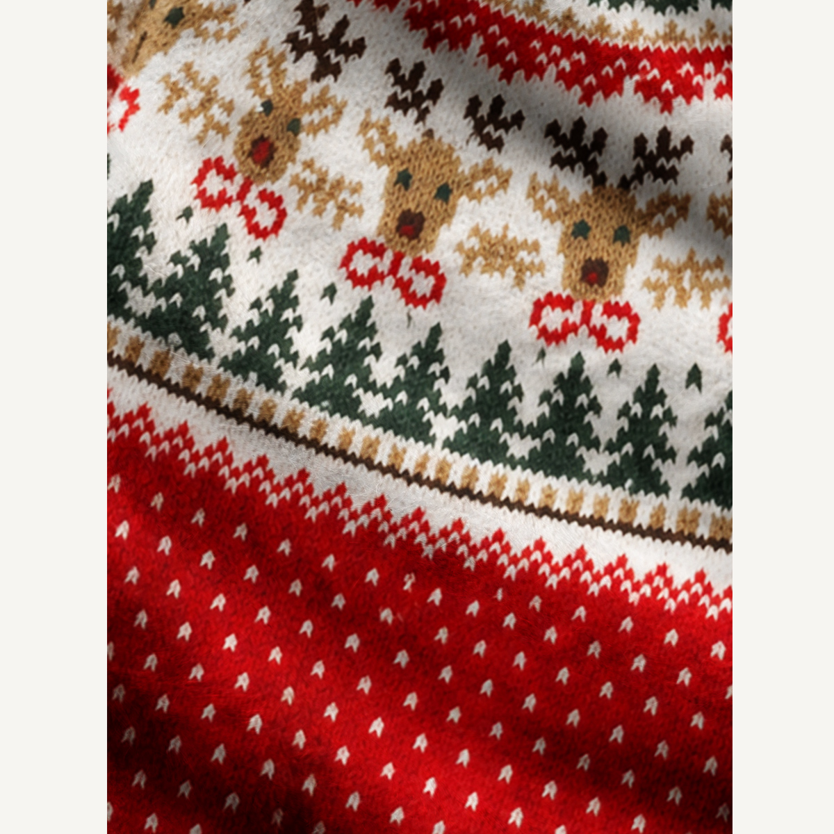 Christmas Reindeer & Pine Tree Crewneck Sweater