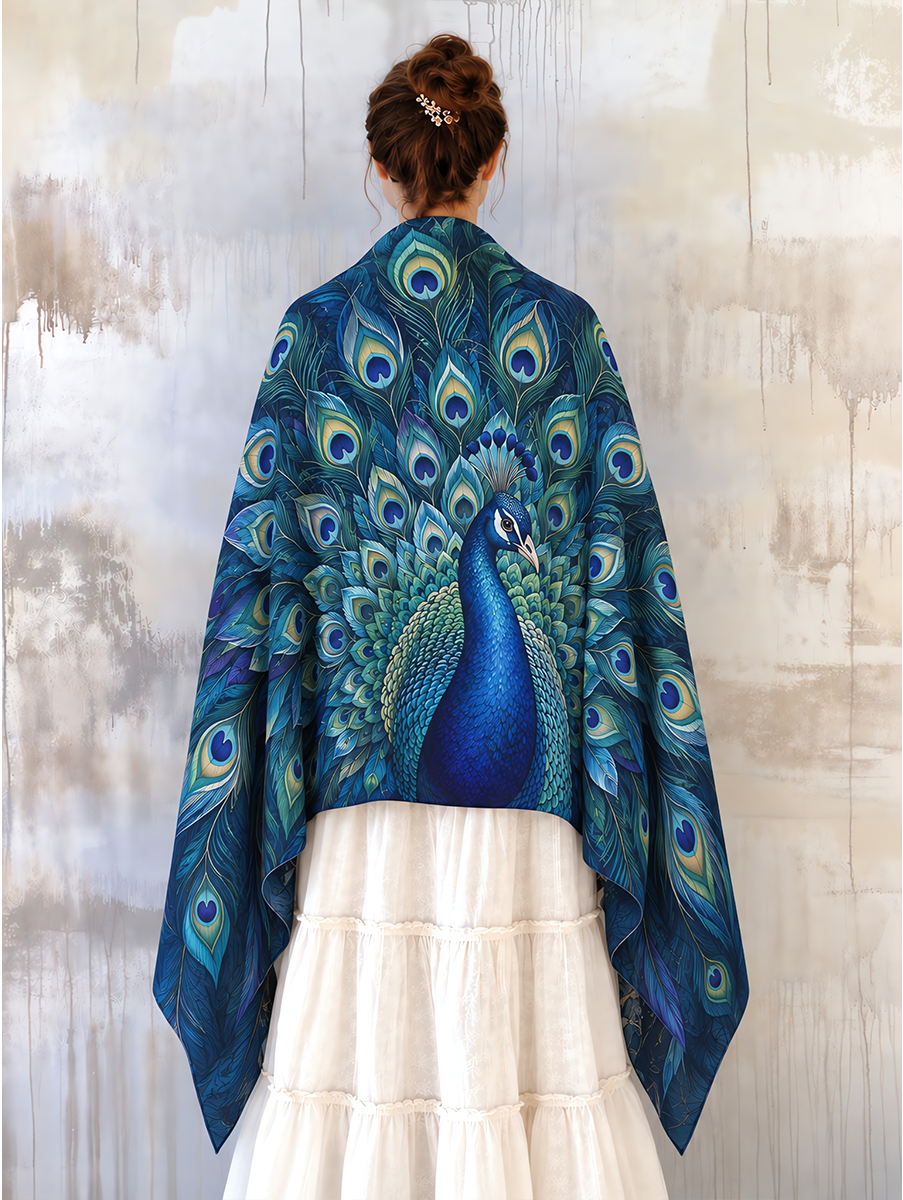 Regal Peacock Feather Shawl