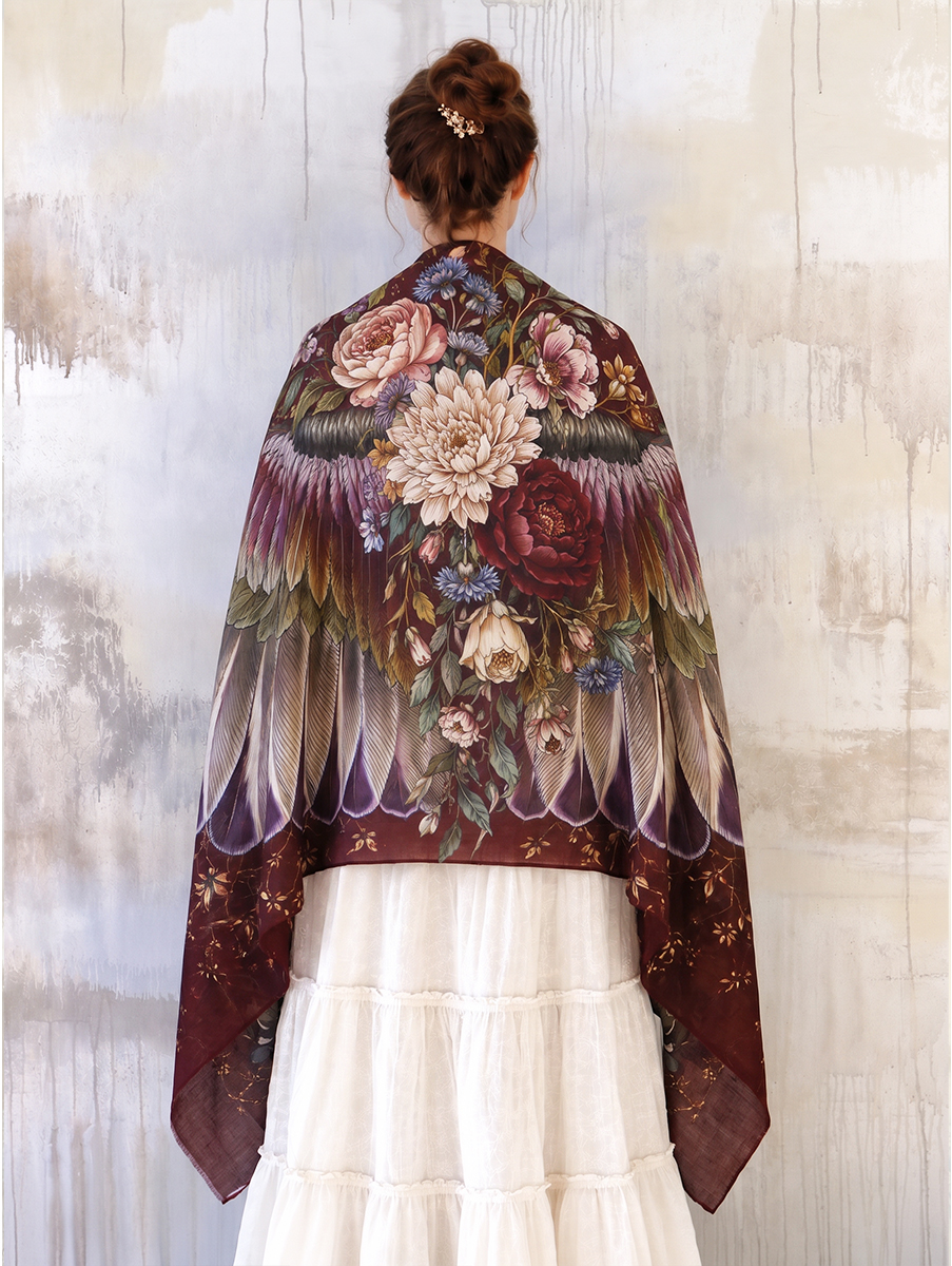 Romantic Floral Wing Shawl