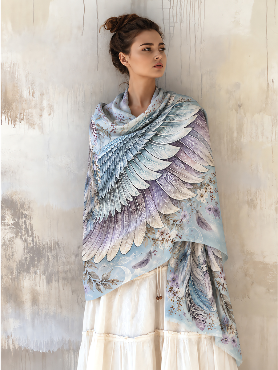 Dreamy Pastel Feather Wing Shawl