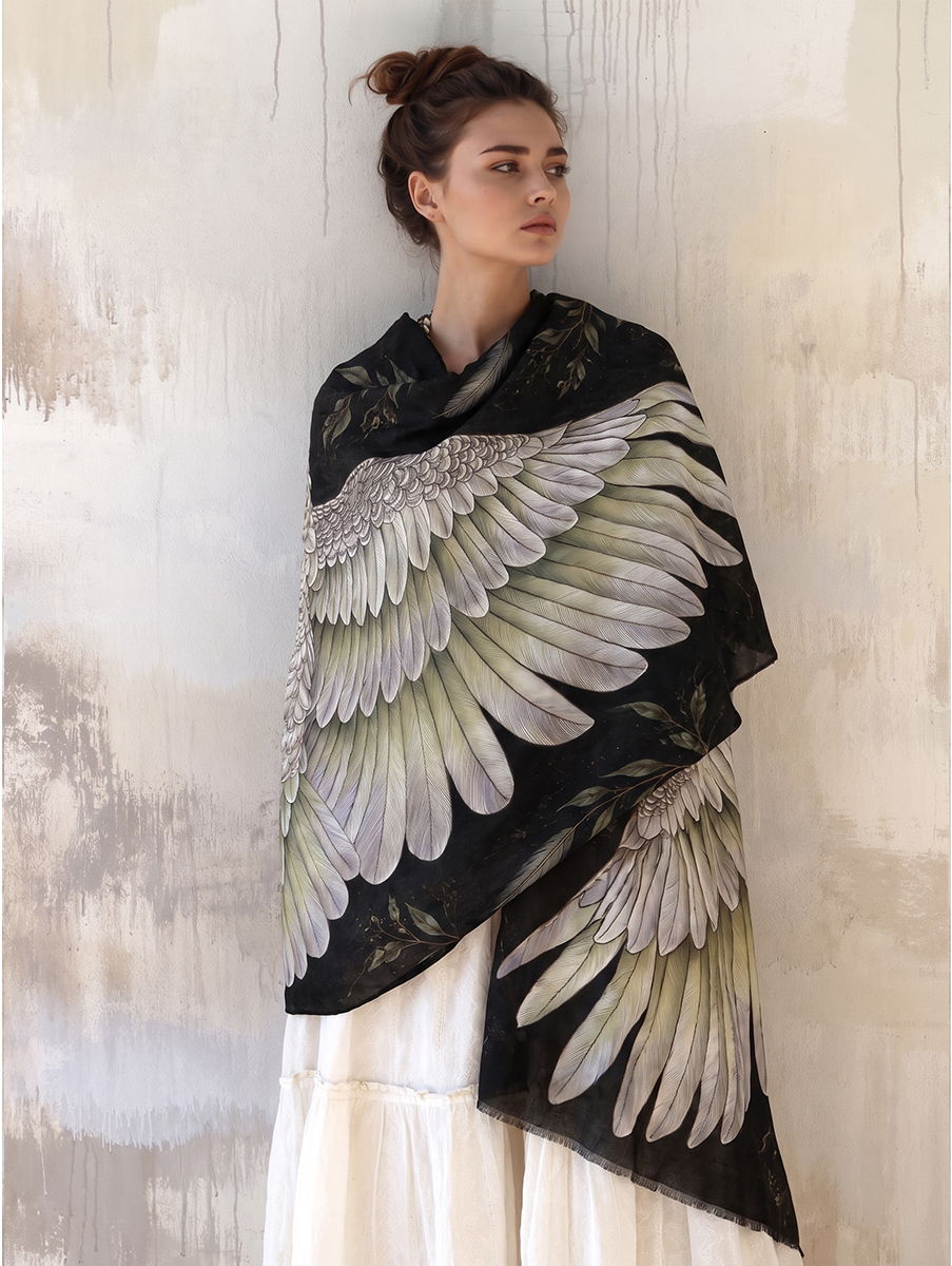 Mystic White Cockatoo Wing Shawl