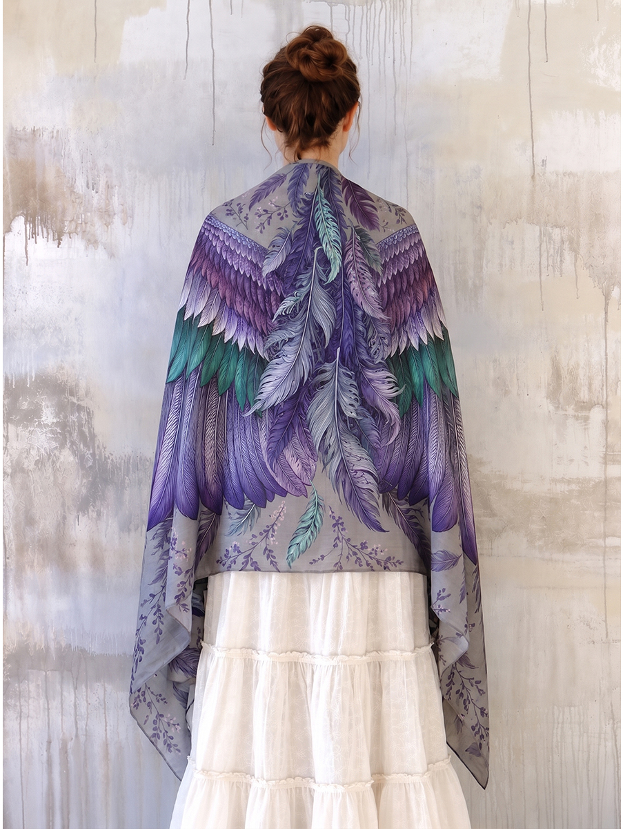 Ethereal Lavender Feather Wing Shawl