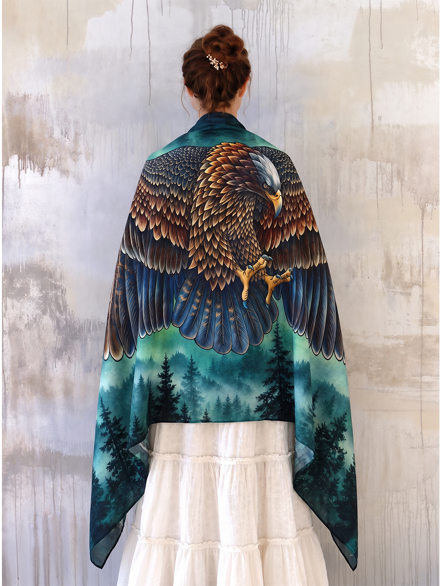 Mystic Aurora Bald Eagle Shawl
