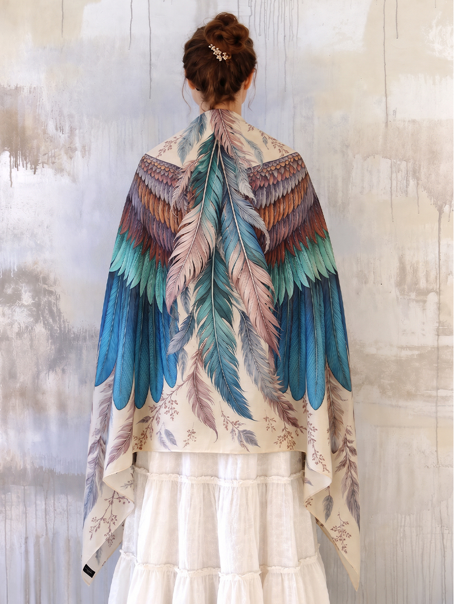 Romantic Pastel Feather Wings Shawl