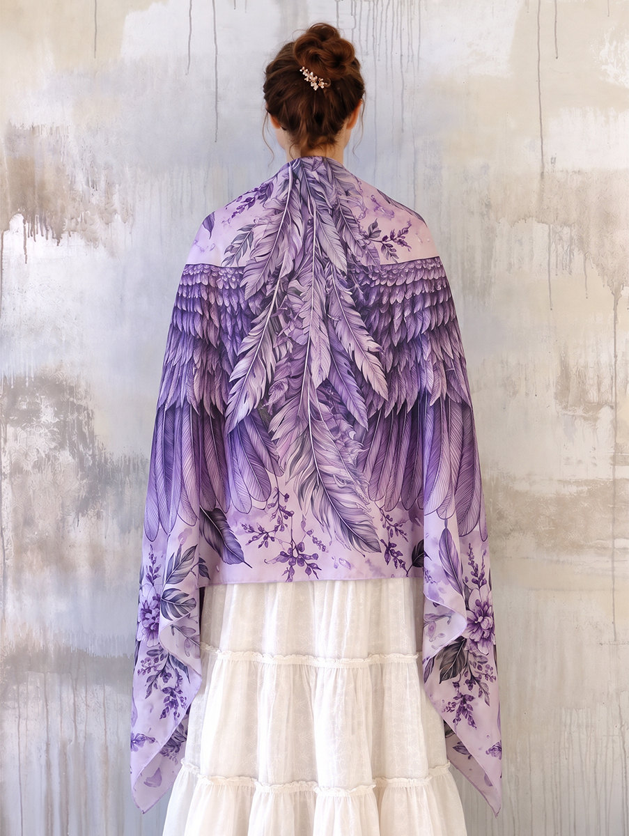 Lavender Botanical Feather Wings Shawl