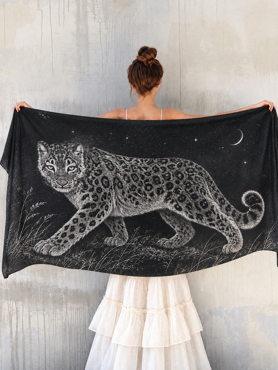 Midnight Snow Leopard Shawl