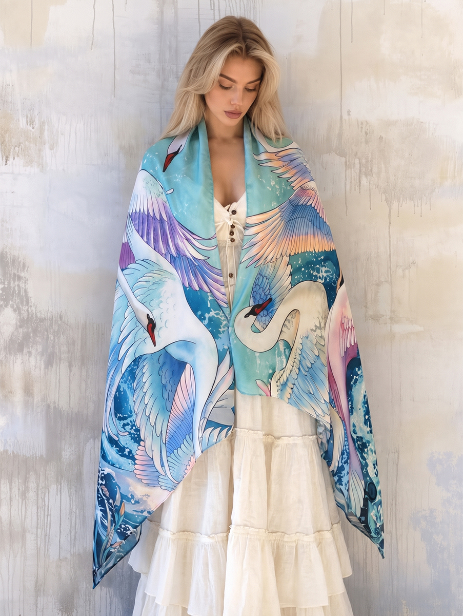 Dreamy Ocean Swan Shawl