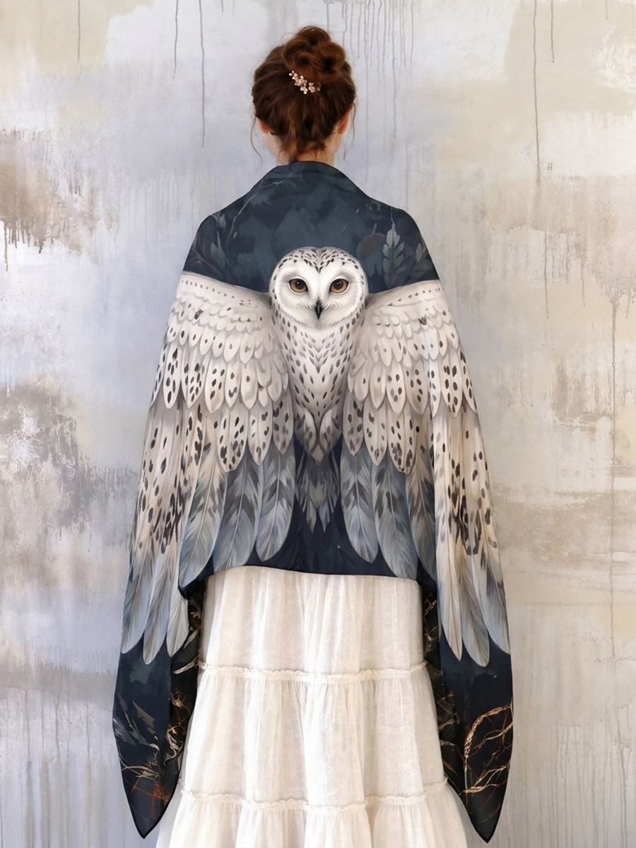 Winter Spirit Snowy Owl Wing Shawl