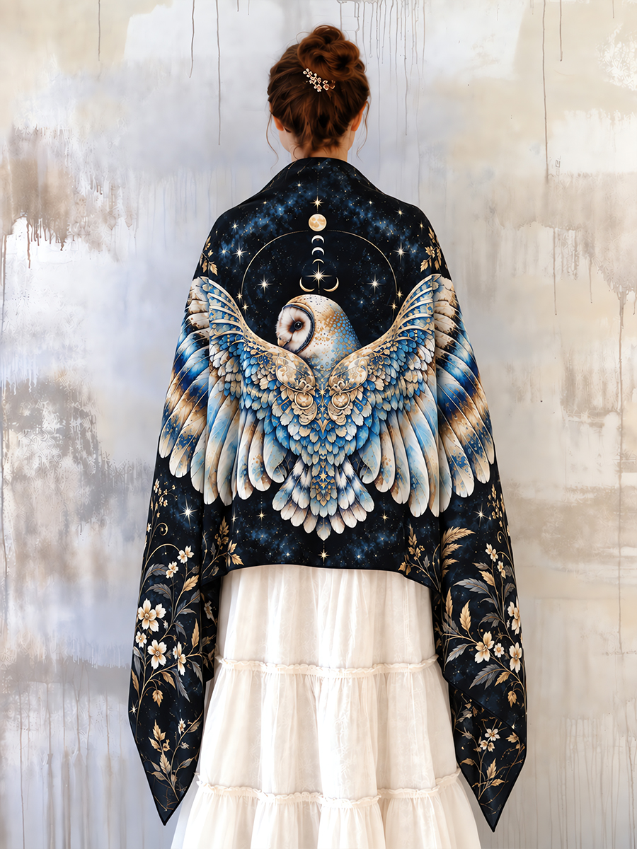 Celestial Moonlight Owl Wing Shawl